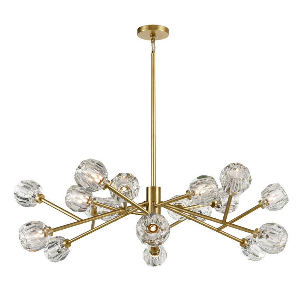 Parisian 48&#34; 18-Light, Crystal Sputnik in Aged Brass