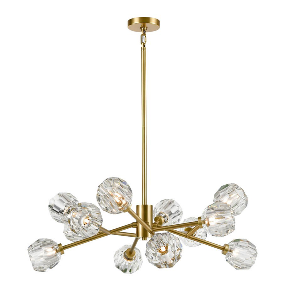 Parisian 35&#34; 12-Light, Crystal Sputnik in Aged Brass