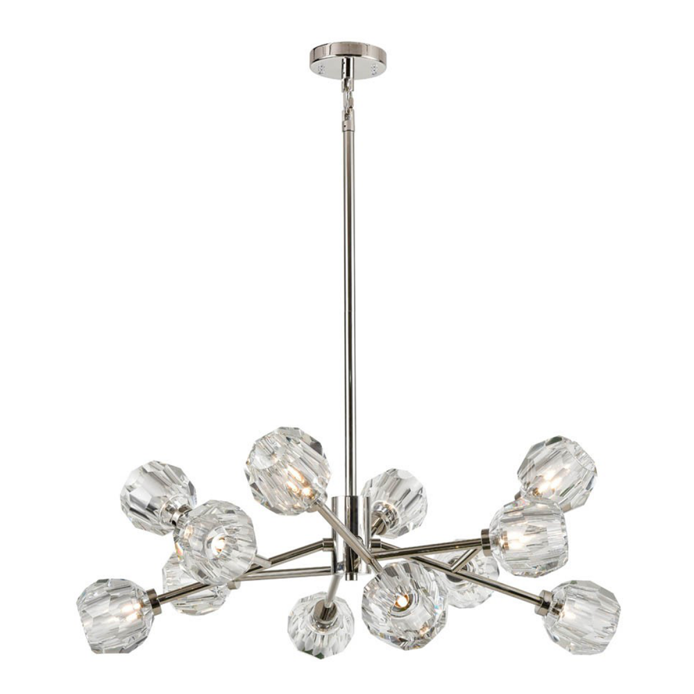 Parisian 35&#34; 12-Light, Crystal Sputnik in Polished Nickel