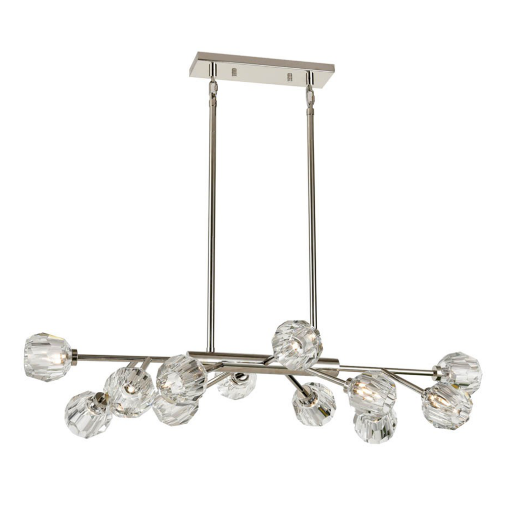 Parisian 35&#34; 12-Light, Crystal Linear Sputnik in Polished Nickel