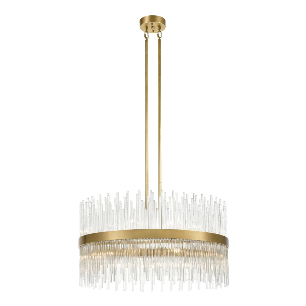 Citadel 32&#34; 22-Light, Glass Stem Chandelier in Aged Brass