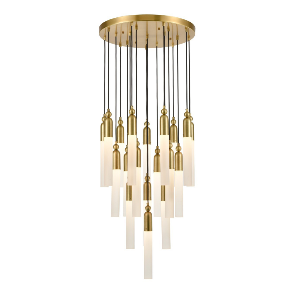 Fusion 25&#34; 19-Light Vertical Multi-Pendant in Aged Brass