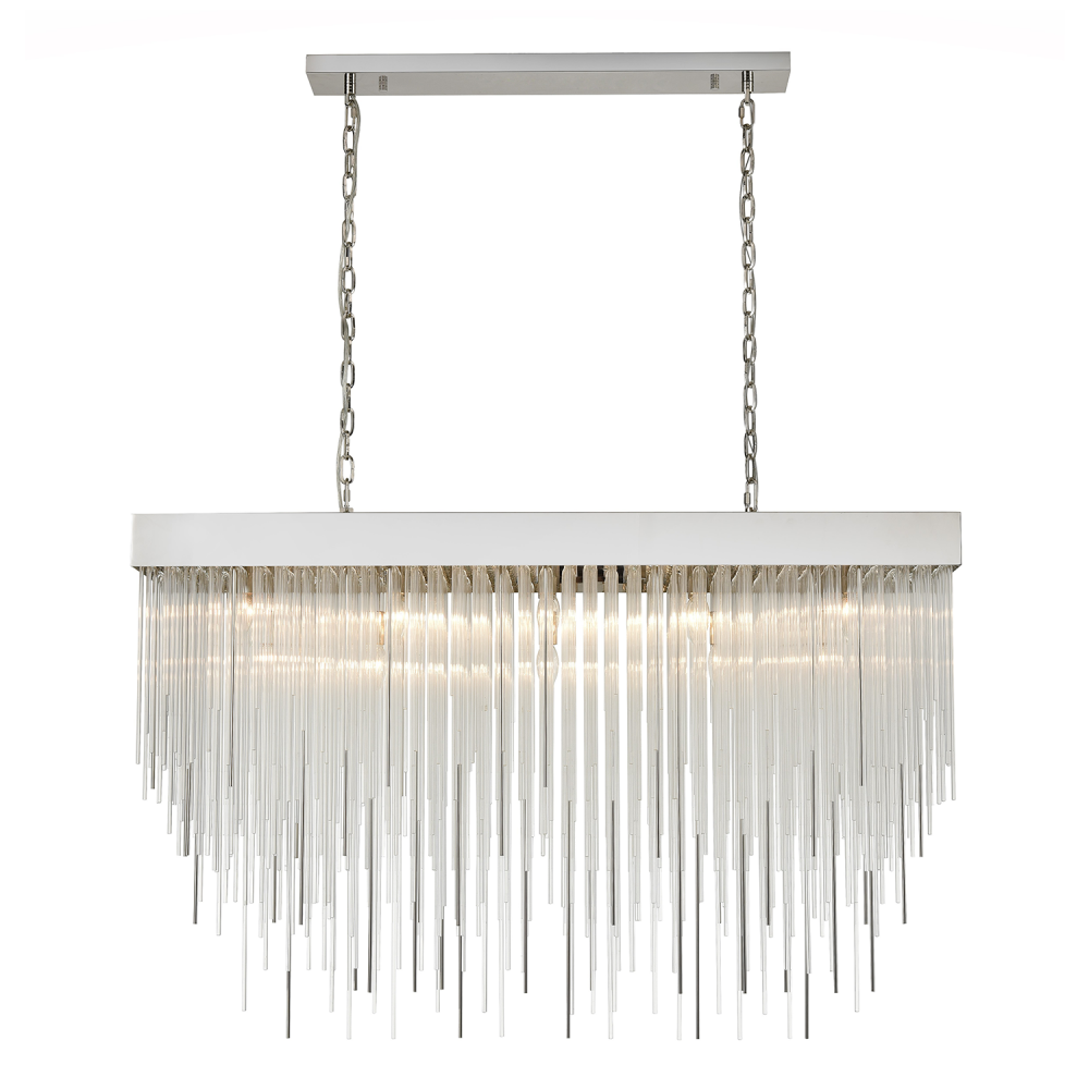 Waterfall 48&#34; 17-Light, Glass Dinning Chandelier in Polished Nickel