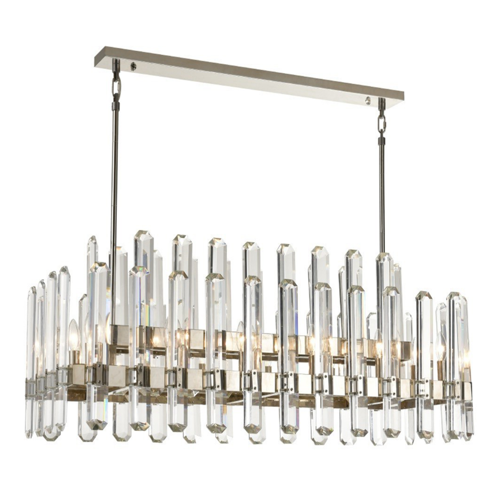Clarion 48&#34; 14-Light, Vertical Crystal Tier Chandelier in Nickel