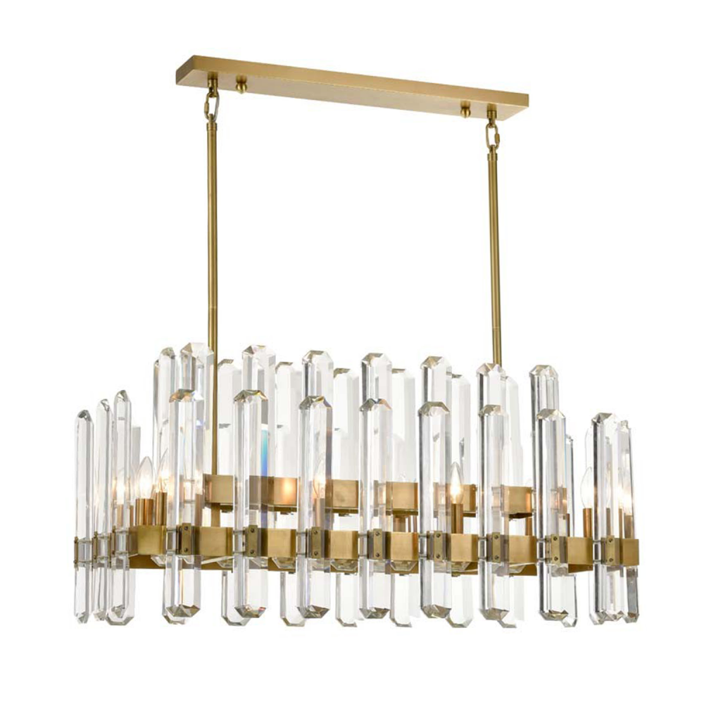 Clarion 36&#34; 110-Light, Vertical Crystal Tier Chandelier in Brass