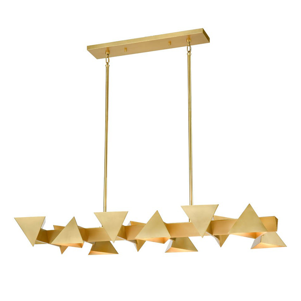 Avante 50&#34; 6-Light, Geometric Triangular Linear in Aged Brass