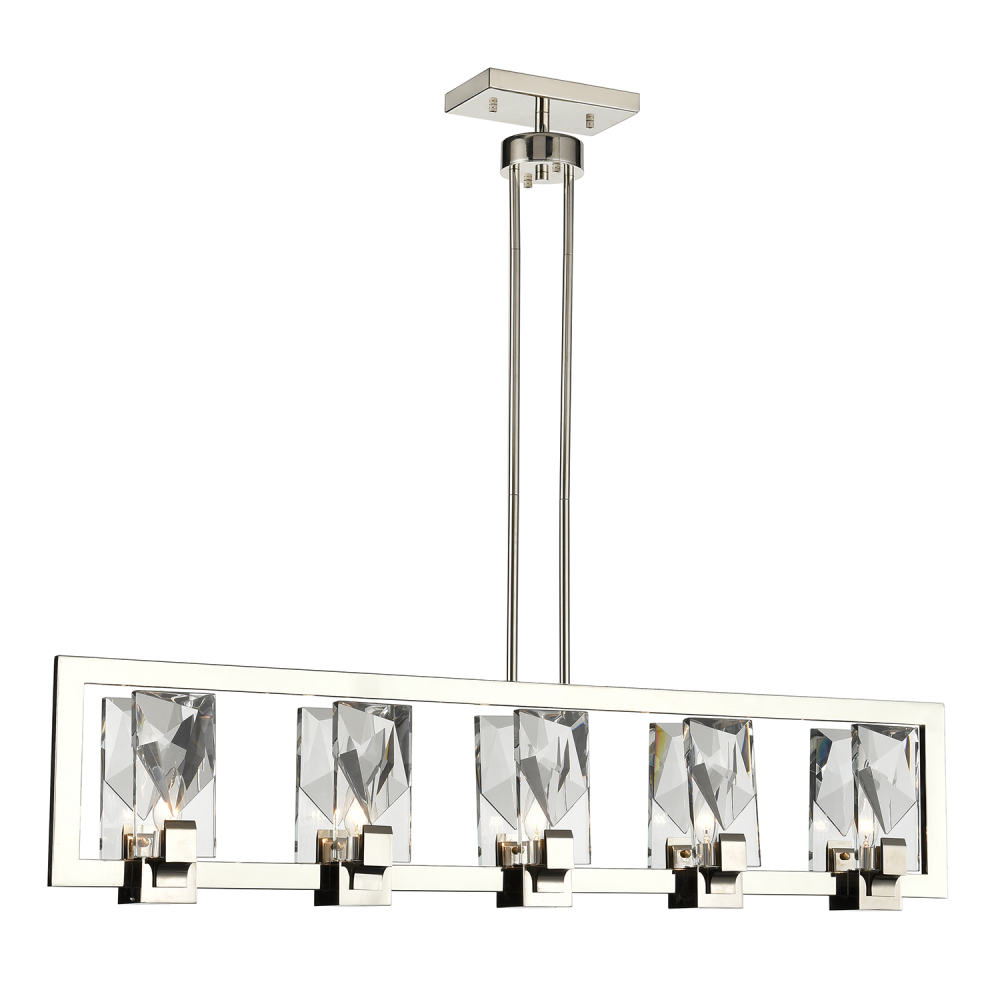 Horizon 46&#34; 5-Light, Crystal Linear Pendant in Polished Nickel