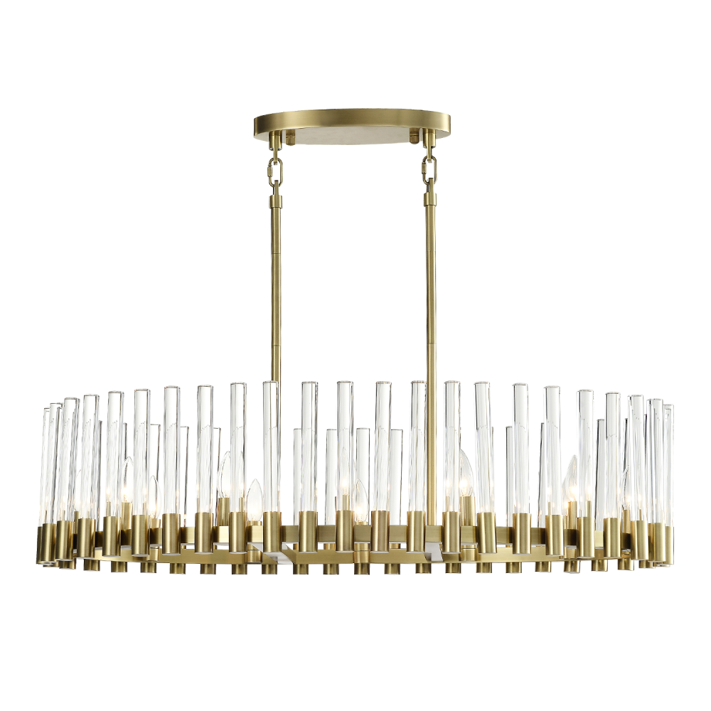 Julian 40&#34; 12-Light, Oval Glass Stem Chandelier in Aged Brass