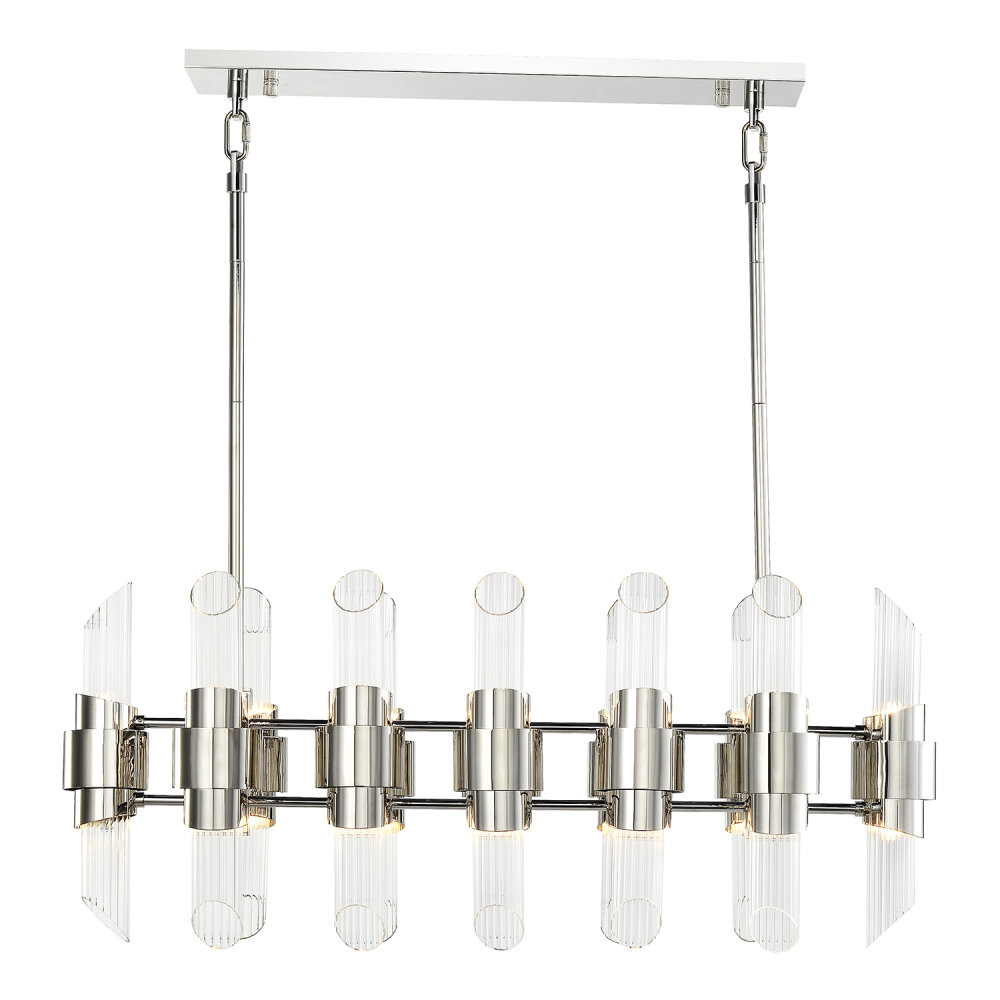 Pillar 36&#34; 24-Light, Duo Linear Glass Chandelier in Polished Nickel