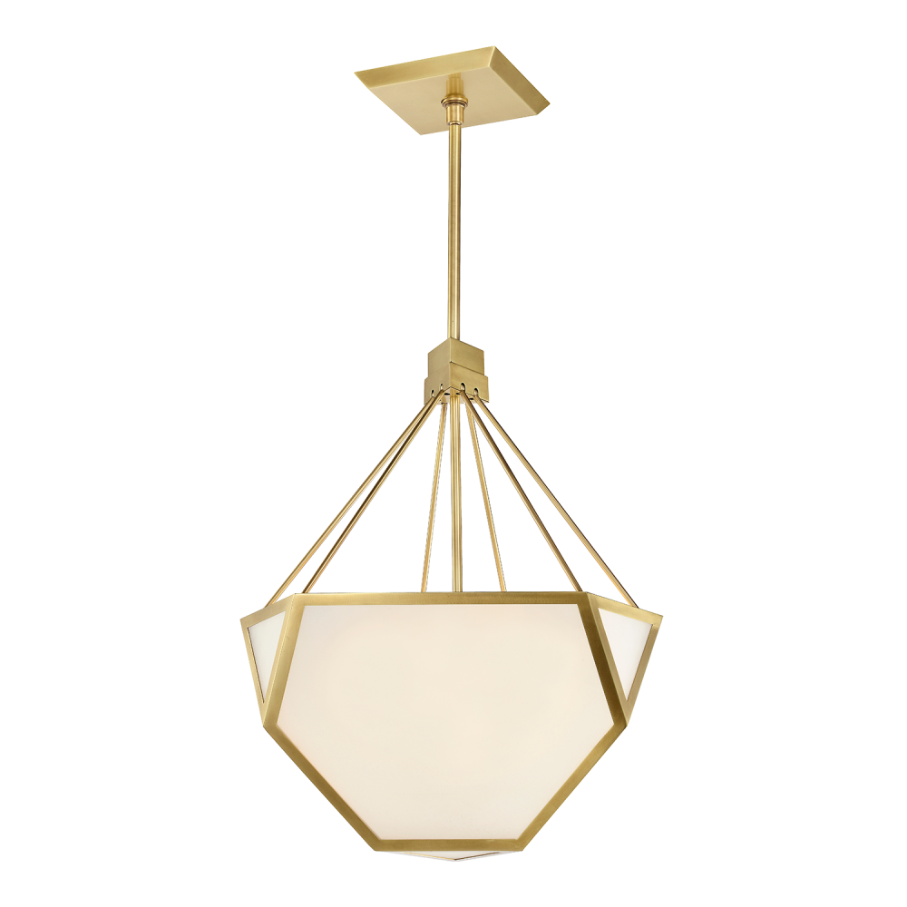 Moonbow 21&#34; 3-Light, Architectural Chandelier in Aged Brass