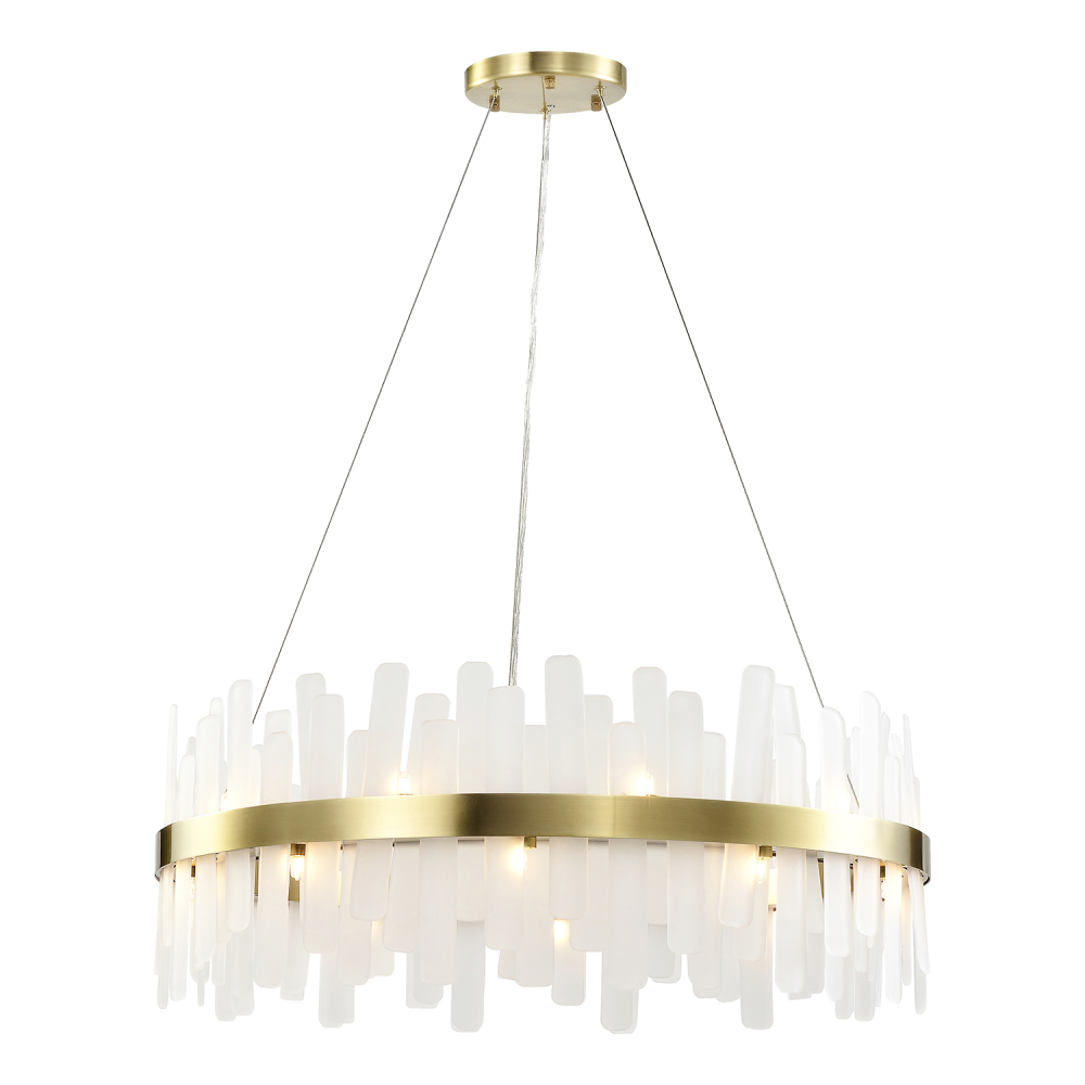 Torrent 32&#34; 20-Light, Slated Glass Ring Chandelier in Aged Brass