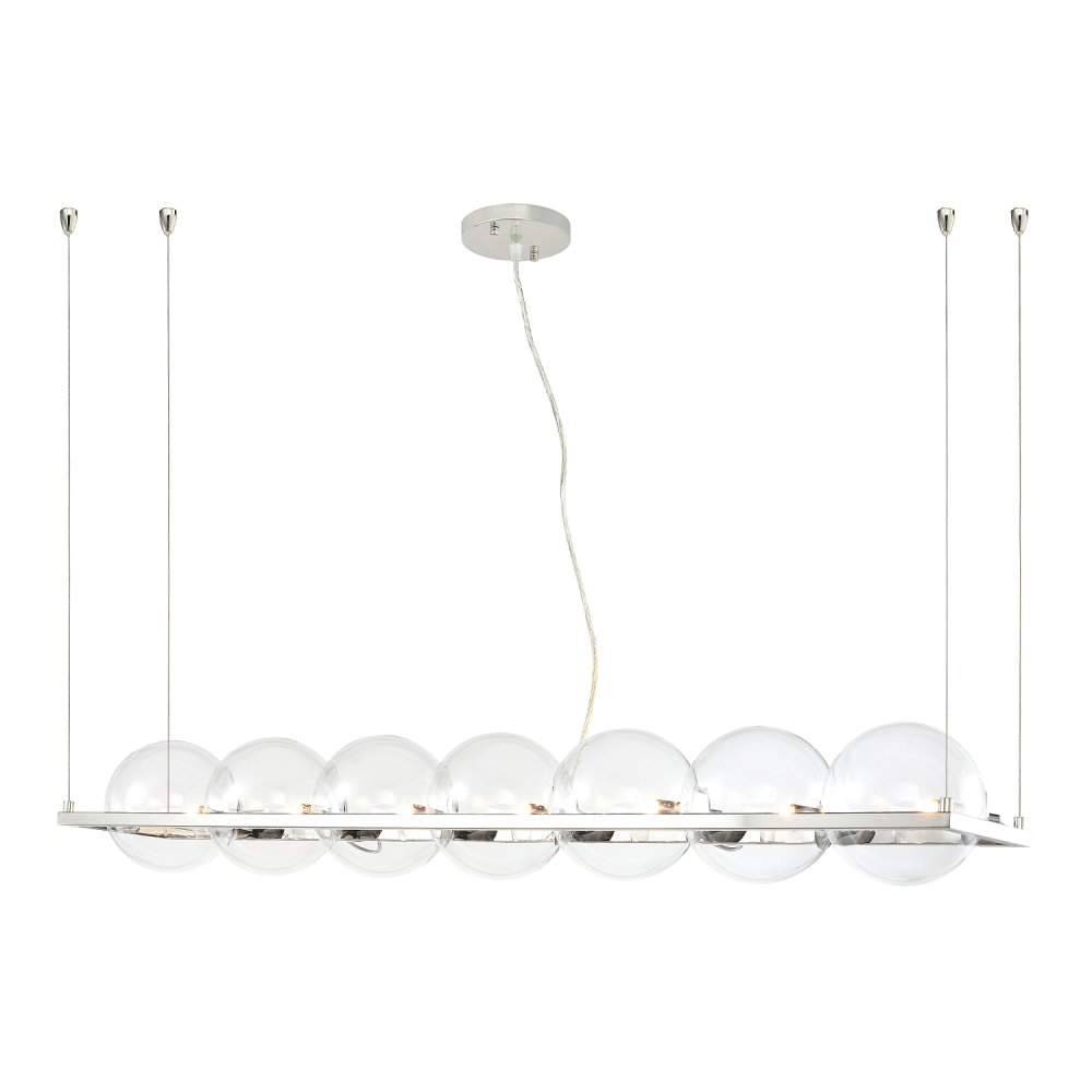 Ensemble 50&#34; 7-Light Glass Globe Linear Pendant in Nickel