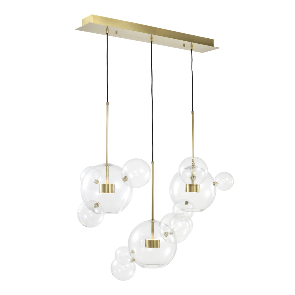 Satellite 45&#34; 6-Light, Glass Multi-Pendant in Aged Brass