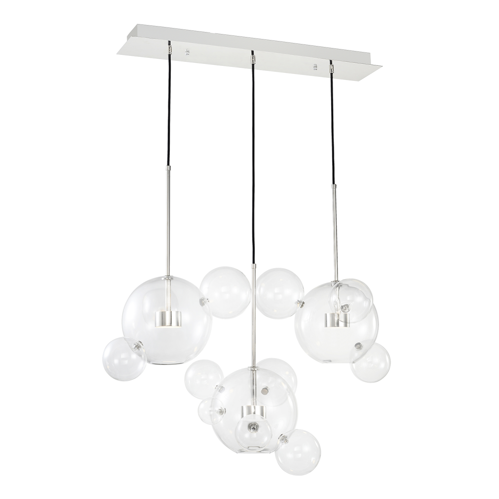 Satellite 45&#34; 6-Light, Glass Multi-Pendant in Polished Nickel