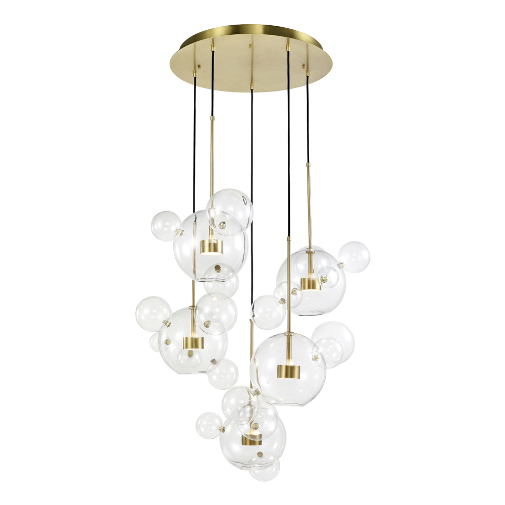 Satellite 44&#34; 10-Light, Glass Multi-Pendant in Aged Brass