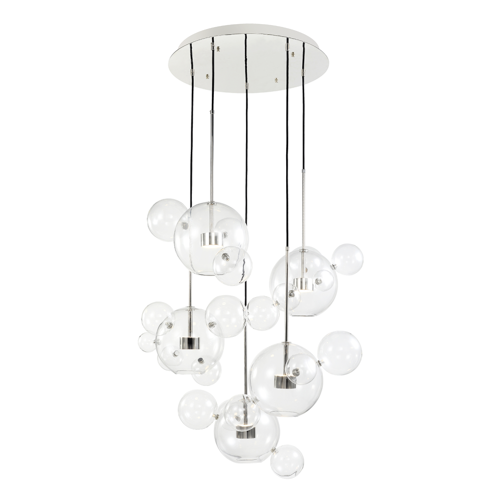 Satellite 44&#34; 10-Light, Glass Multi-Pendant in Polished Nickel