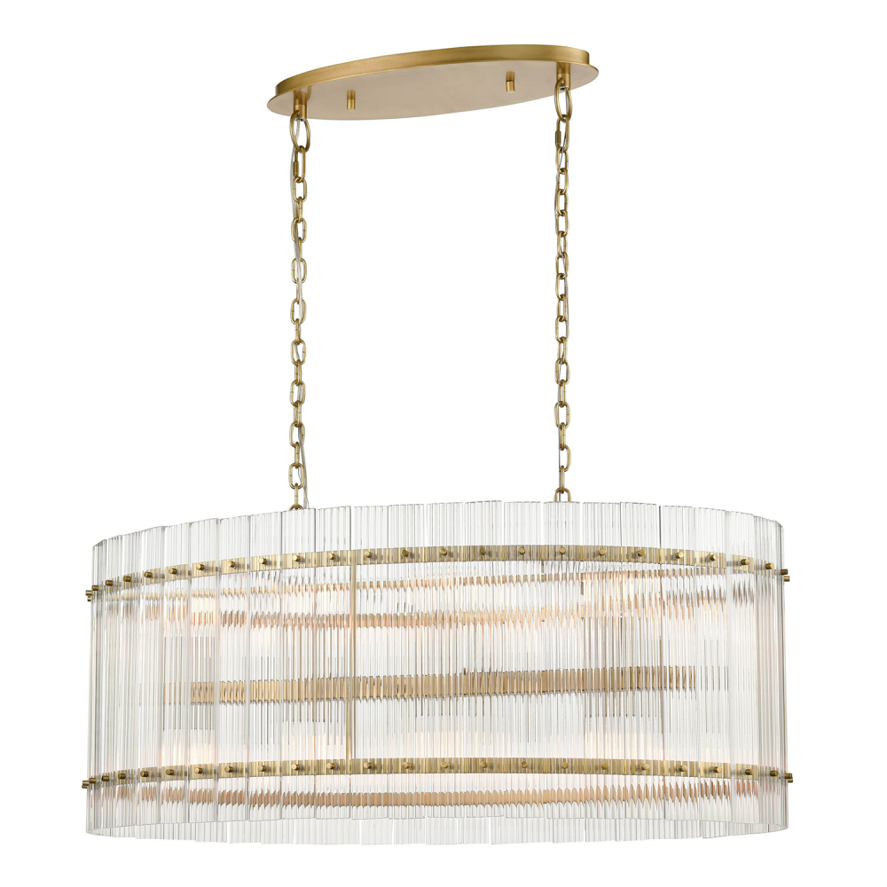 Allure 40&#34; 16-Light, Oval Fluted Glass Chandelier in Aged Brass
