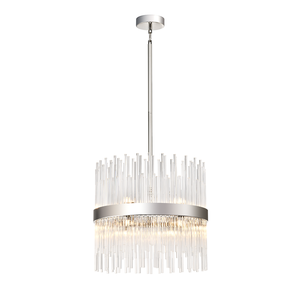Citadel 18&#34; 12-Light, Glass Stem Drum Pendant in Polished Nickel