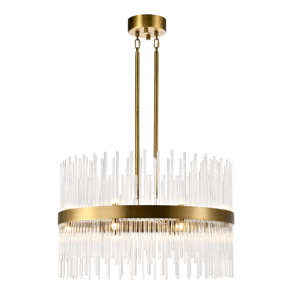 Citadel 26&#34; 16-Light, Glass Stem Drum Chandelier in Aged Brass