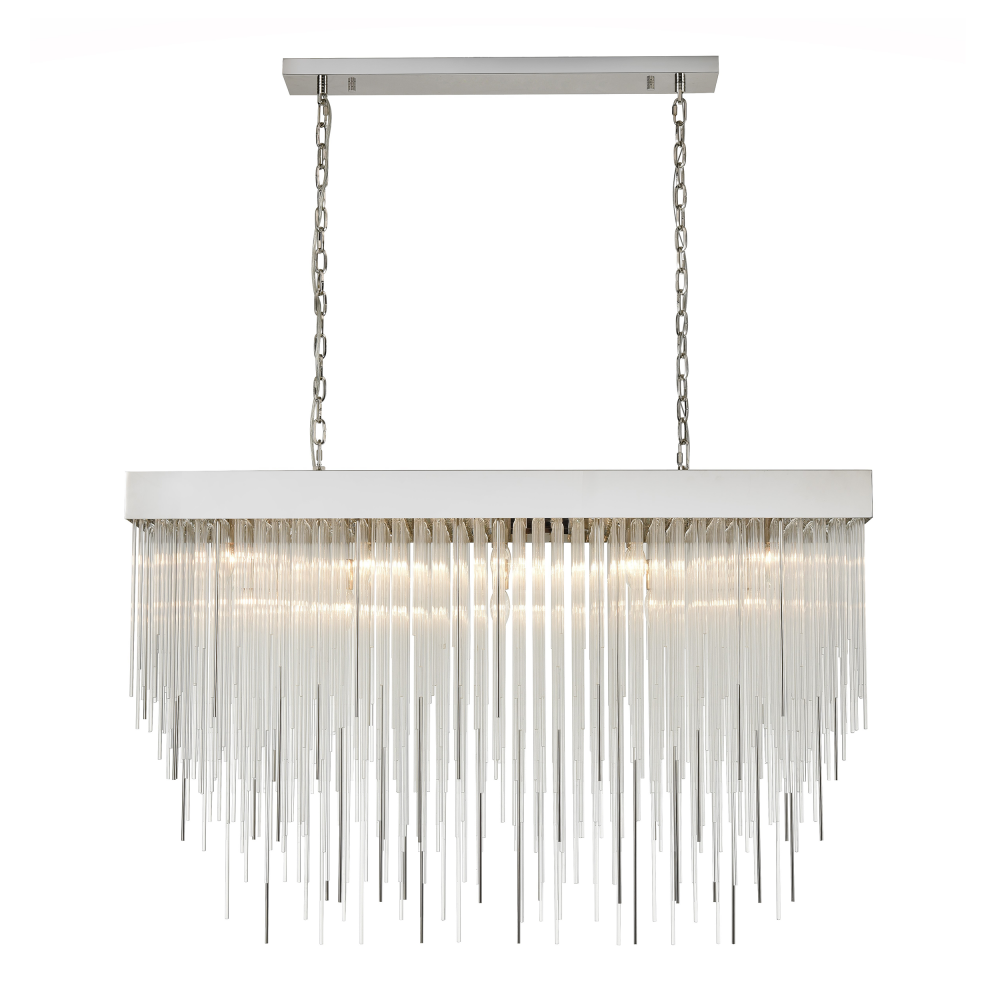 Waterfall 60&#34; 27-Light, Glass Dinning Chandelier in Polished Nickel