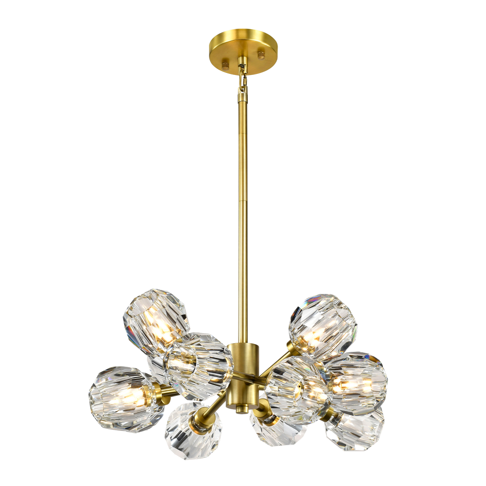 Parisian 24&#34; 12-Light, Crystal Sputnik in Aged Brass