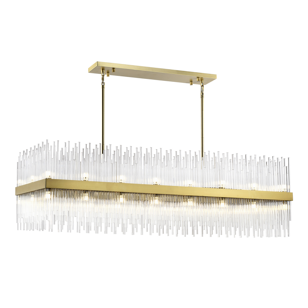 Citadel 60&#34; 36-Light, Glass Stem Dinning Chandelier in Aged Brass