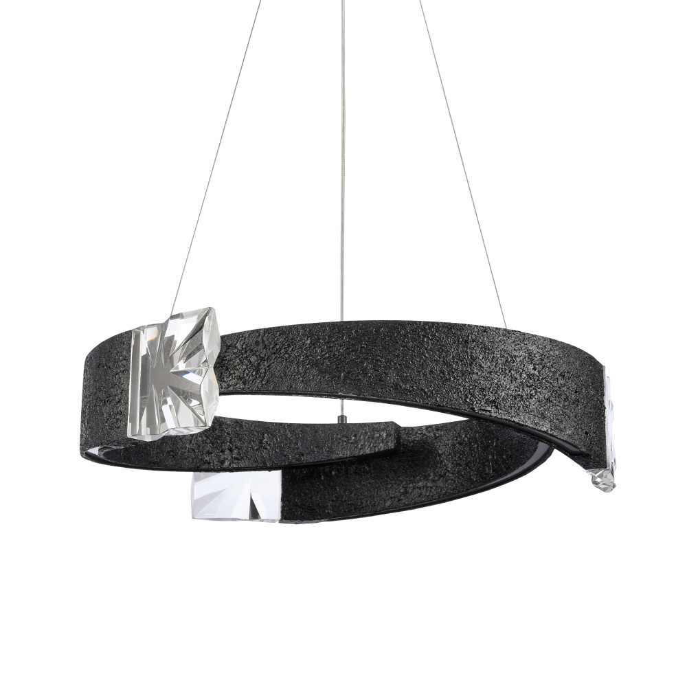Arcus LED, 32&#34; Segmental Crystal Chandelier in Textured Black
