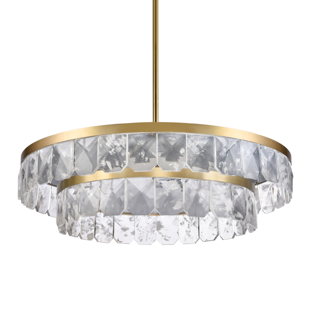 Odraz 44&#34; 2-Tier Infused Crystal LED Chandelier in Aged Brass