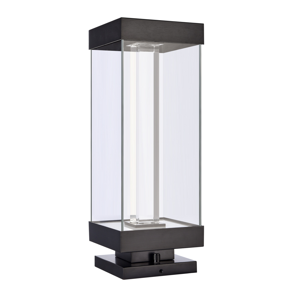 Claro Outdoor LED 26&#34; Square Glass Crystal Bollard in Matte Black
