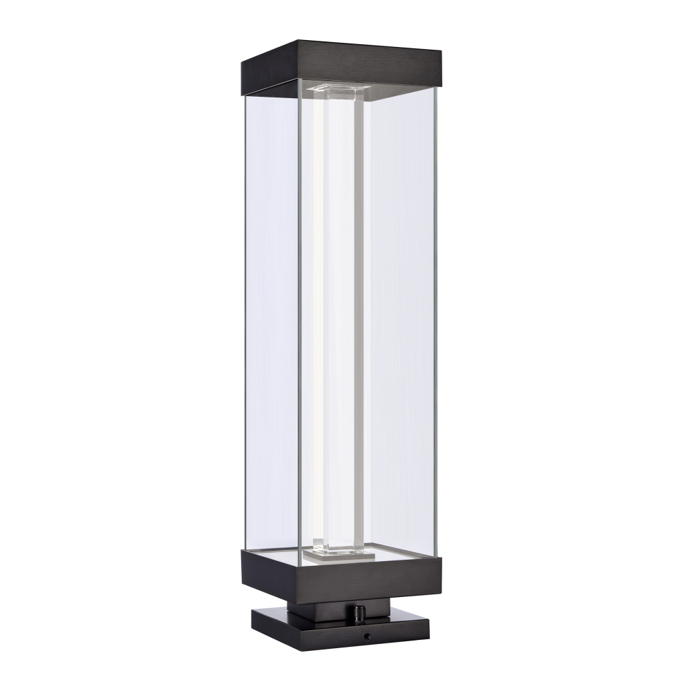 Claro Outdoor LED 35&#34; Square Glass Crystal Bollard in Matte Black