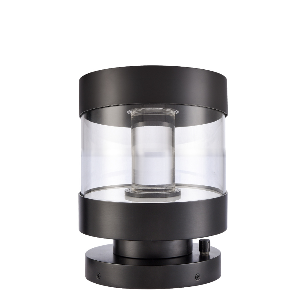Claro Outdoor LED 9&#34; Round Glass Crystal Bollard in Matte Black