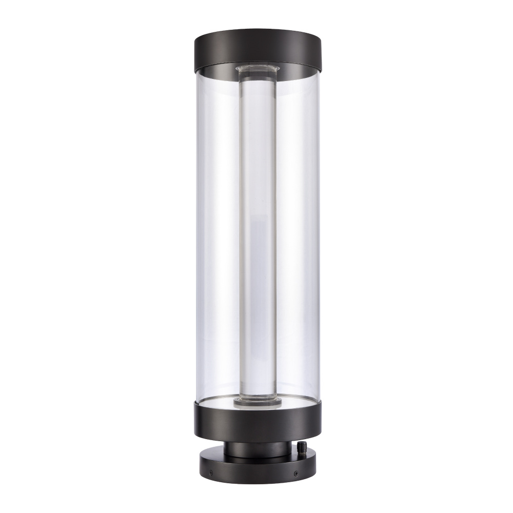 Claro Outdoor LED 35&#34; Round Glass Crystal Bollard in Matte Black
