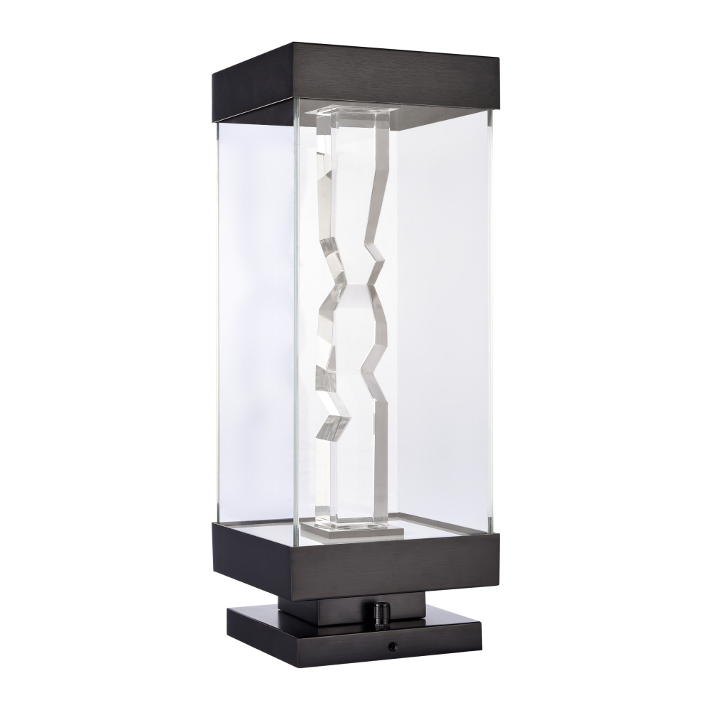 Mamadim Outdoor LED 20&#34; Glass with Crystal Bollard in Matte Black