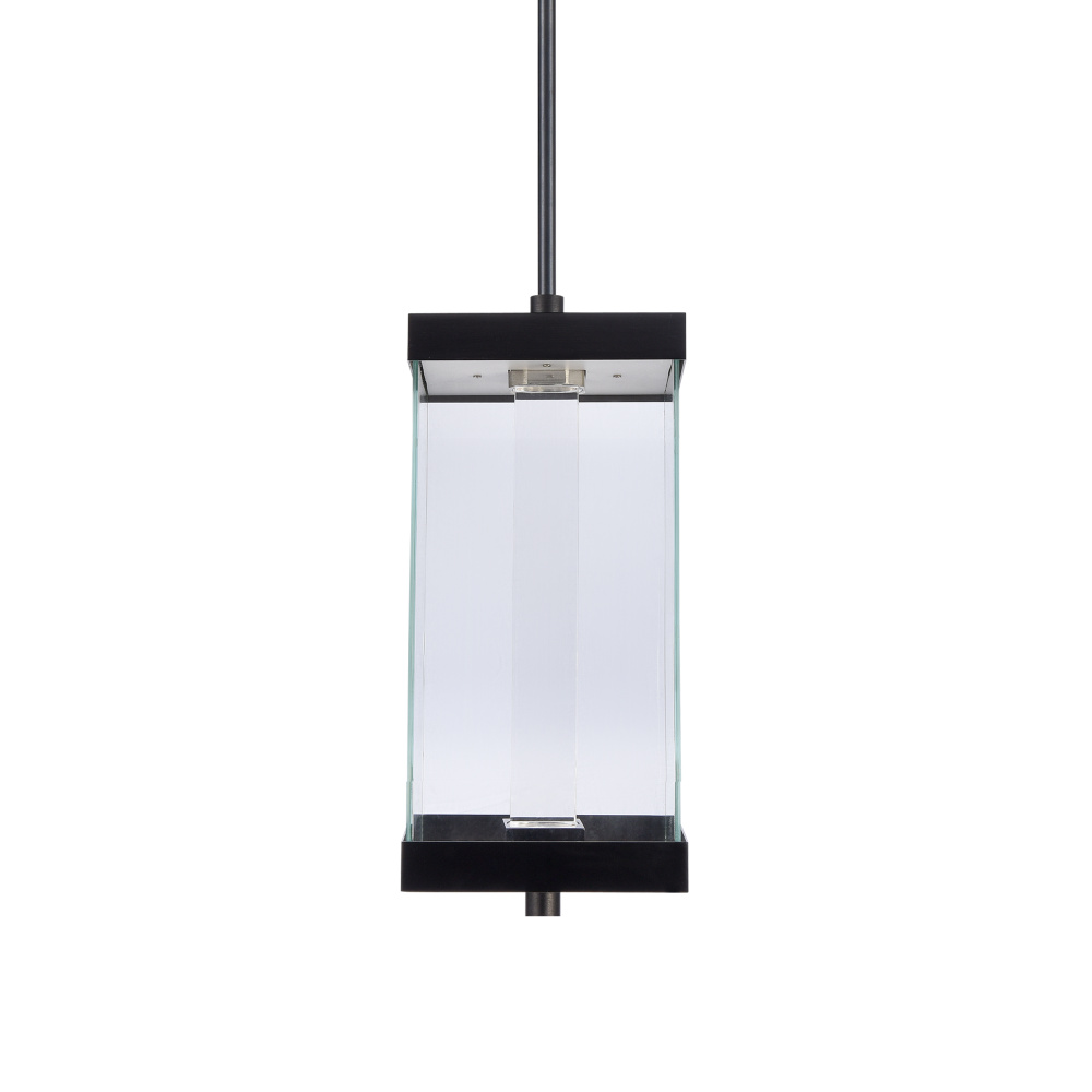 Claro Outdoor LED 12&#34; Square Glass Crystal Pendant in Matte Black