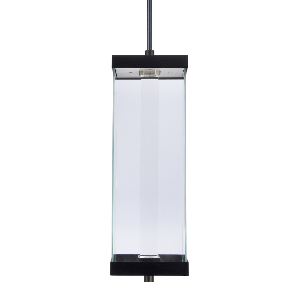 Claro Outdoor LED 24&#34; Square Glass Crystal Pendant in Matte Black