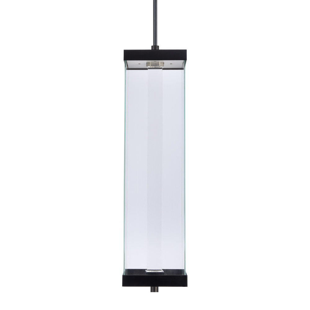Claro Outdoor LED 35&#34; Square Glass Crystal Pendant in Matte Black