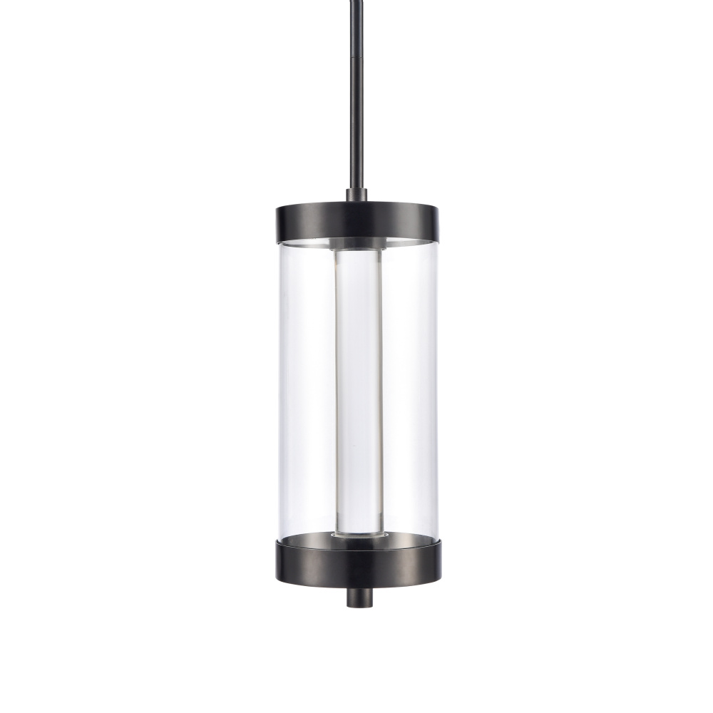 Claro Outdoor LED 12&#34; Round Glass Crystal Pendant in Matte Black