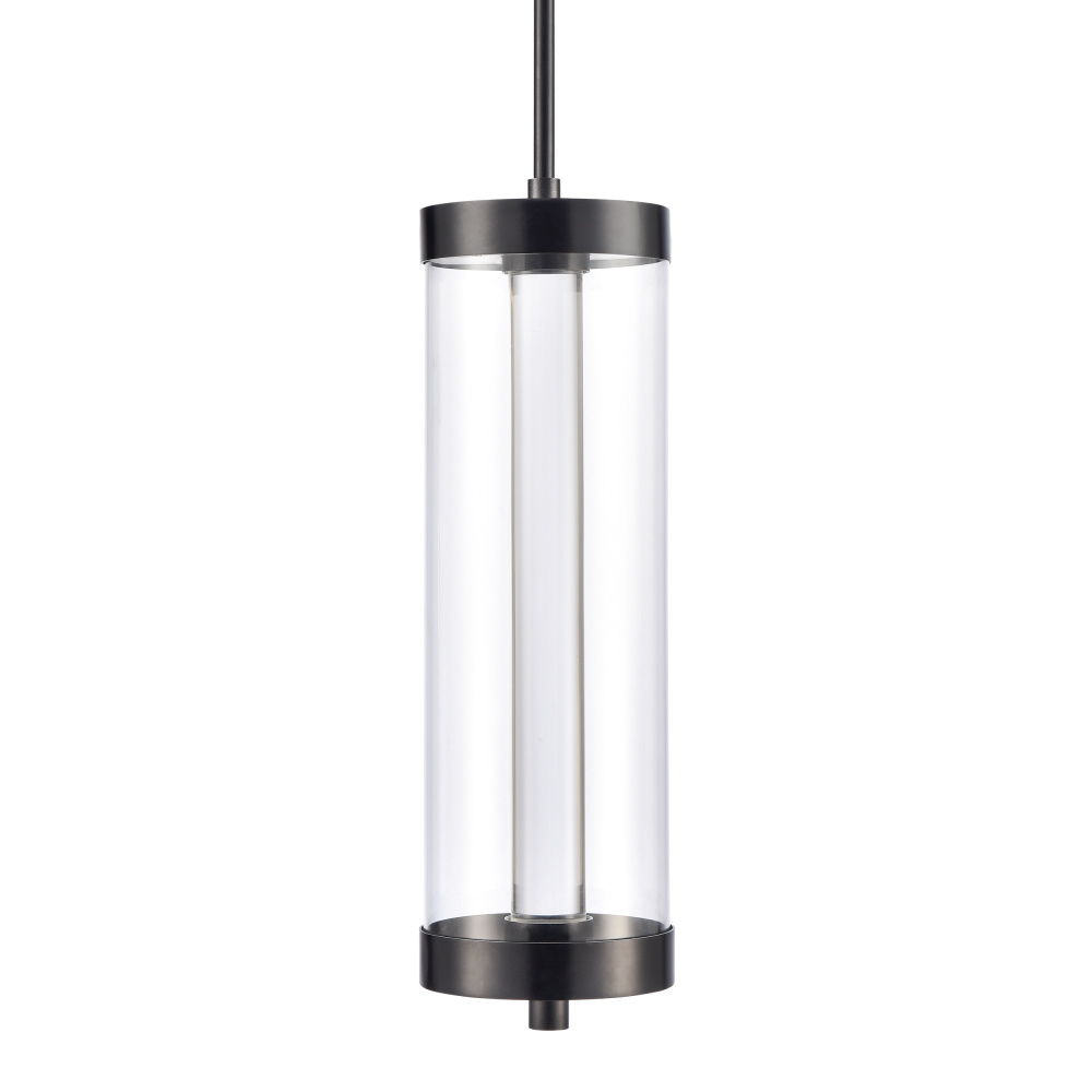 Claro Outdoor LED 24&#34; Round Glass Crystal Pendant in Matte Black