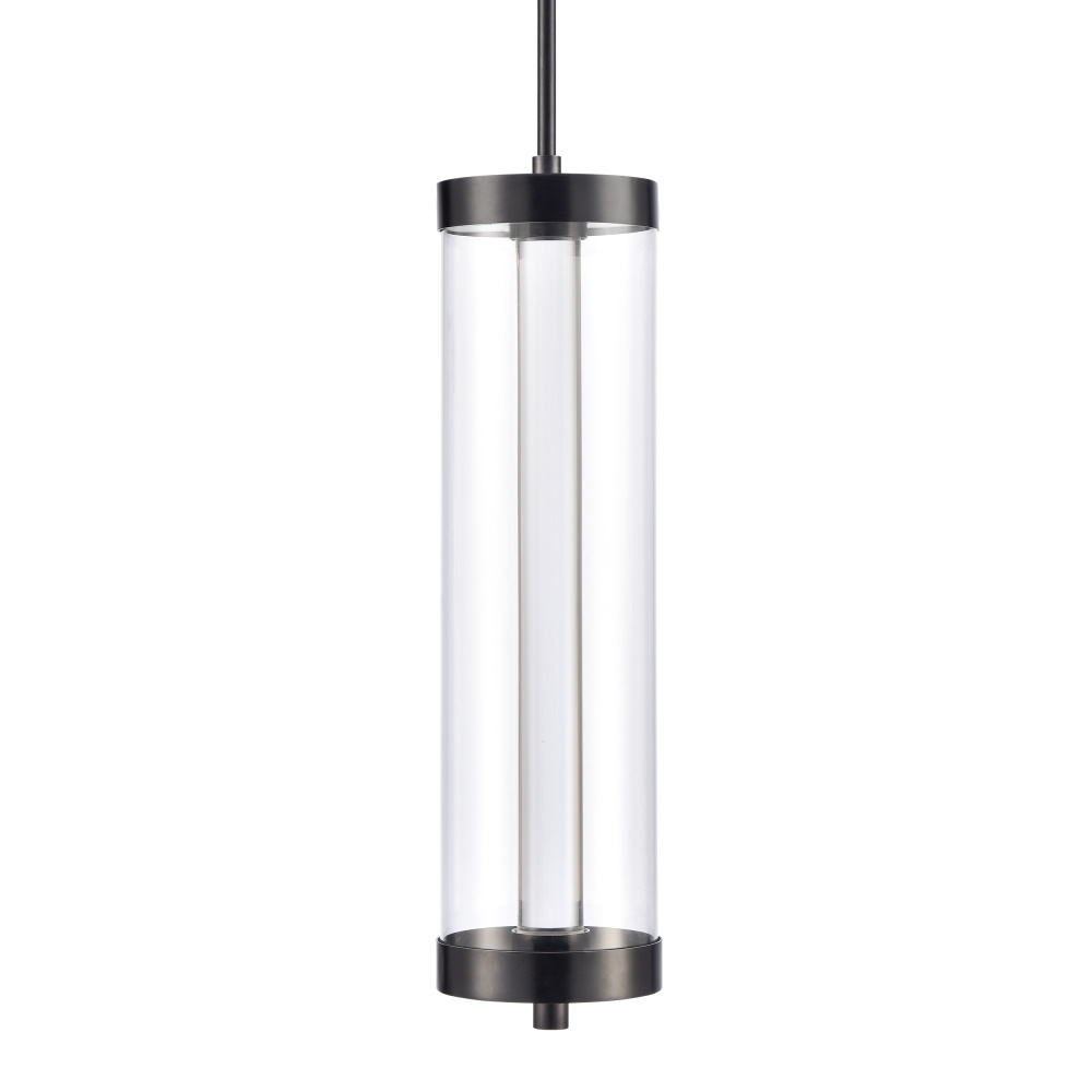 Claro Outdoor LED 35&#34; Round Glass Crystal Pendant in Matte Black