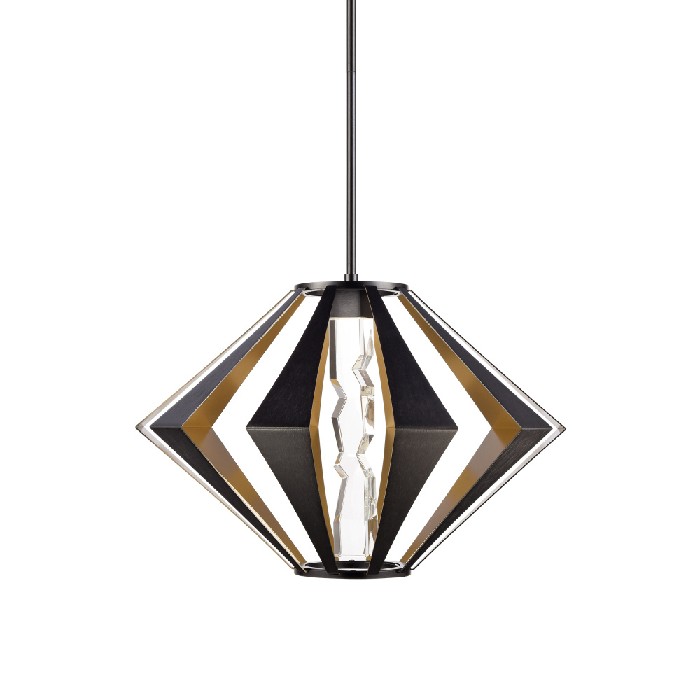 Mamadim 24&#34; LED Architectural Crystal Pendant in Black & Brass