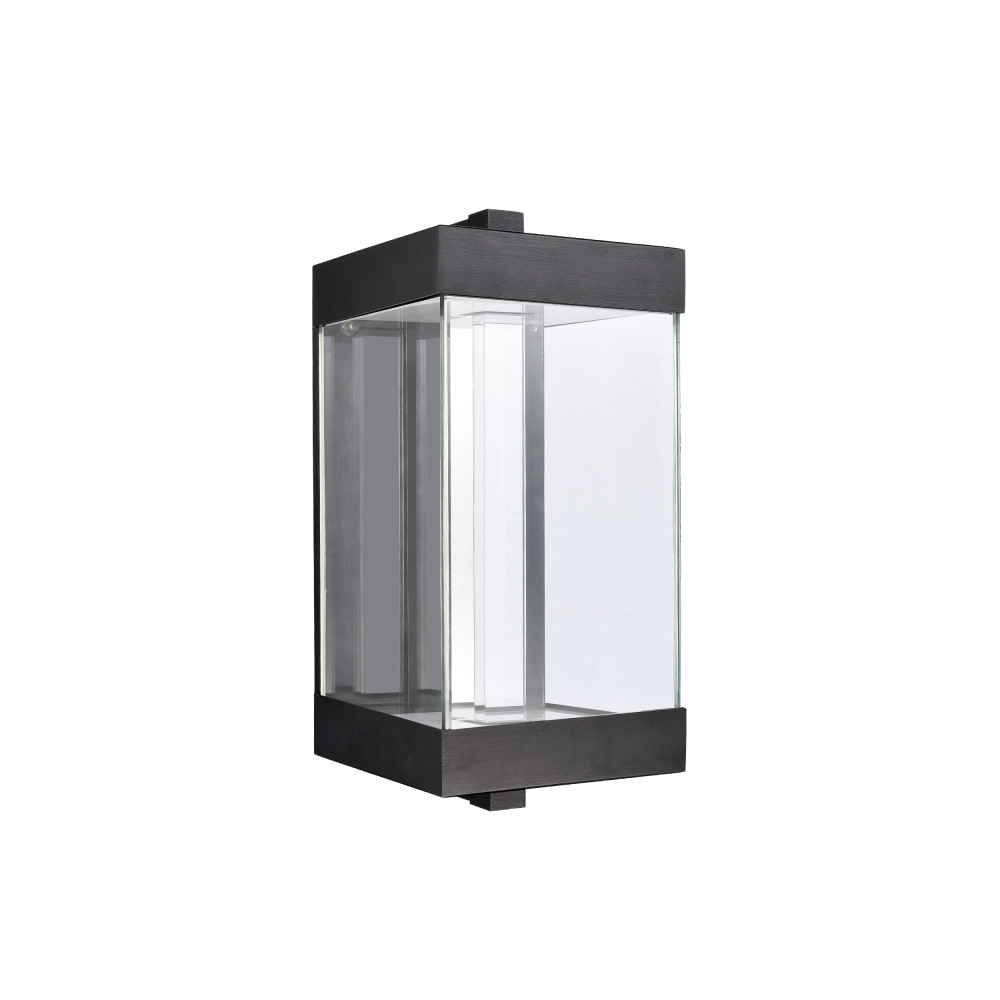 Claro Outdoor LED 12&#34; Square Glass Crystal Sconce in Matte Black