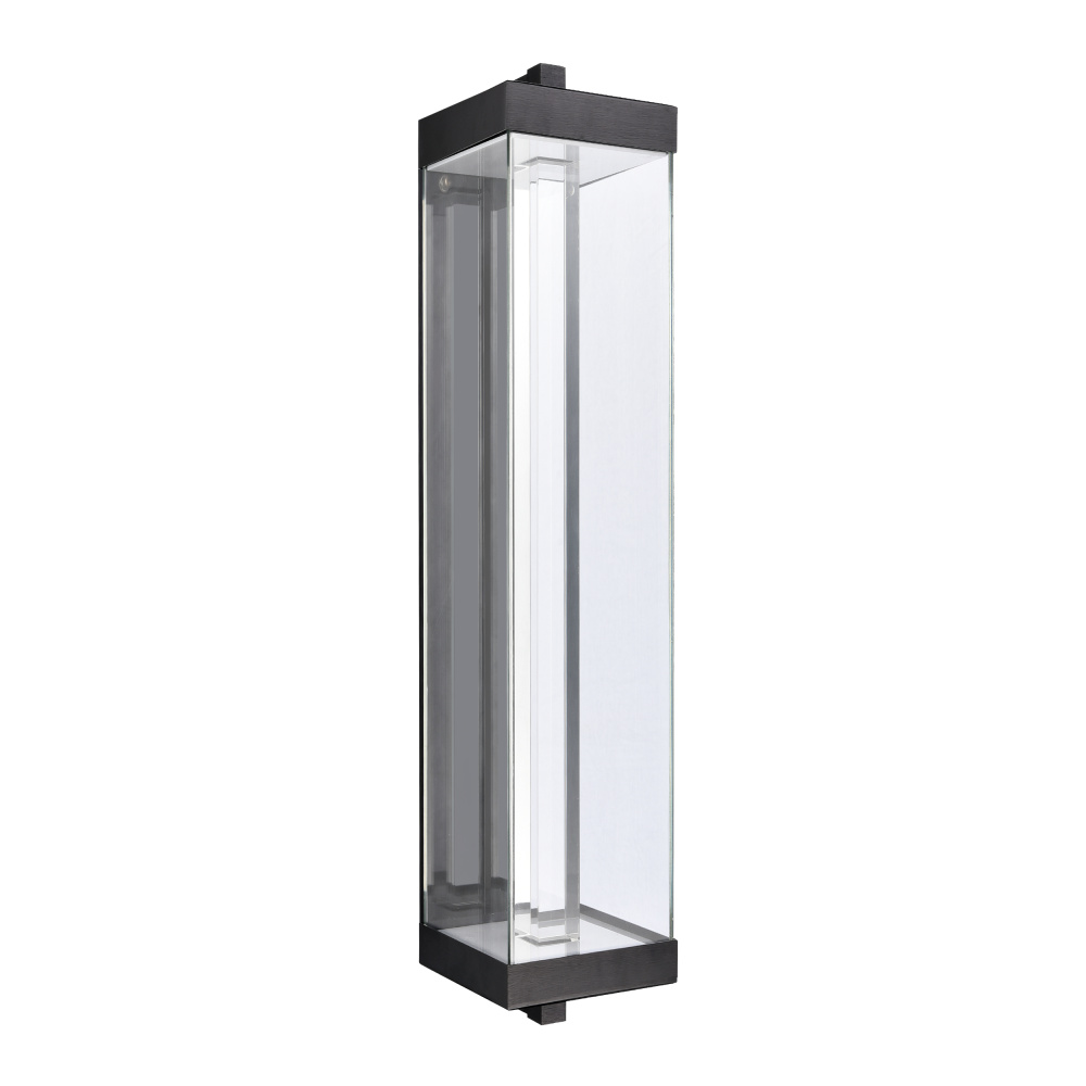 Claro Outdoor LED 35&#34; Square Glass Crystal Sconce in Matte Black