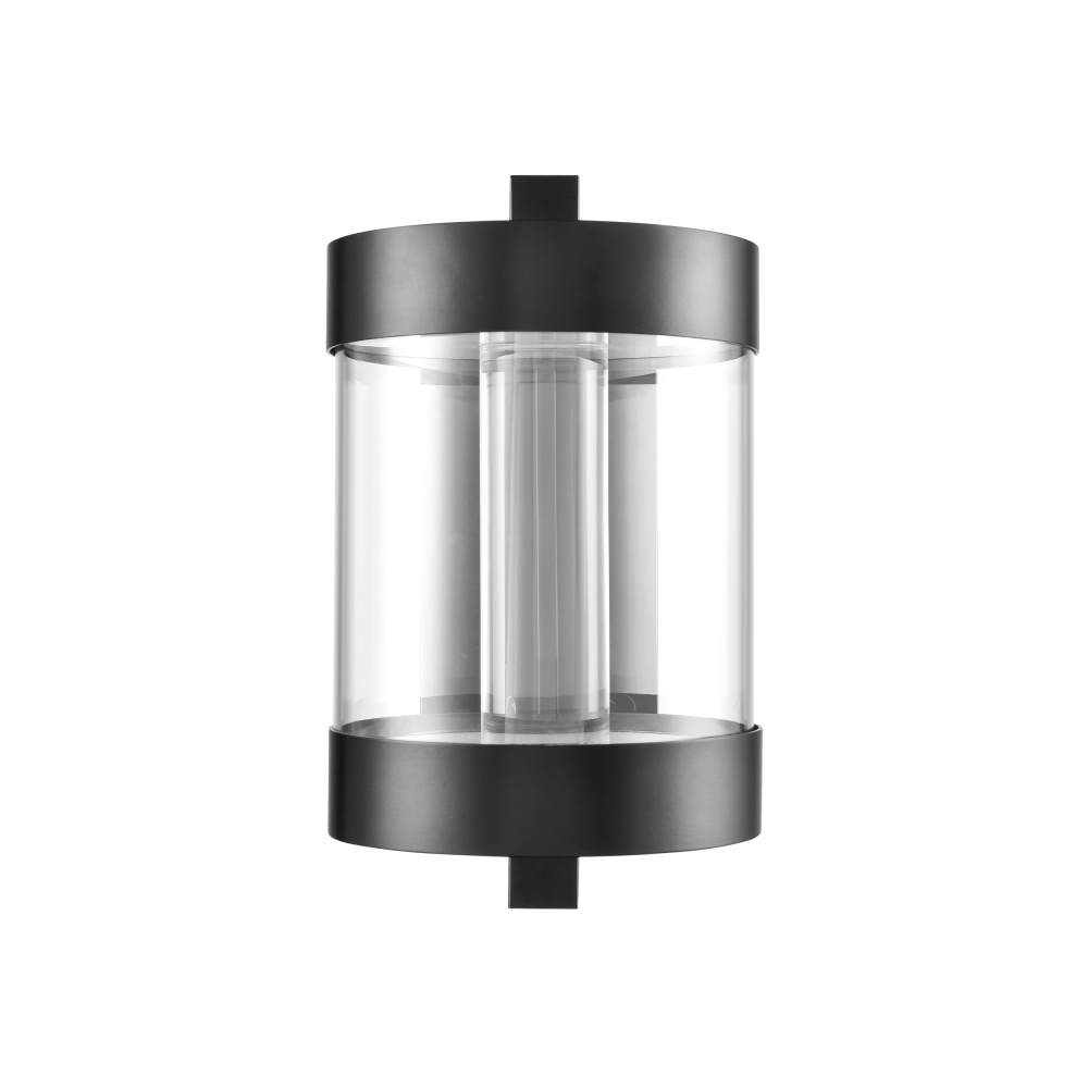 Claro Outdoor LED 12&#34; Round Glass Crystal Sconce in Matte Black