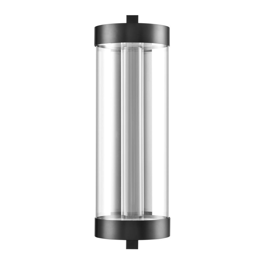 Claro Outdoor LED 24&#34; Round Glass Crystal Sconce in Matte Black