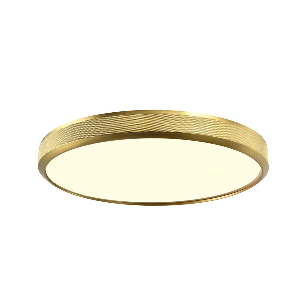 Zigrina 18&#34; Diamond Knurled LED Flush Mount in Aged Brass