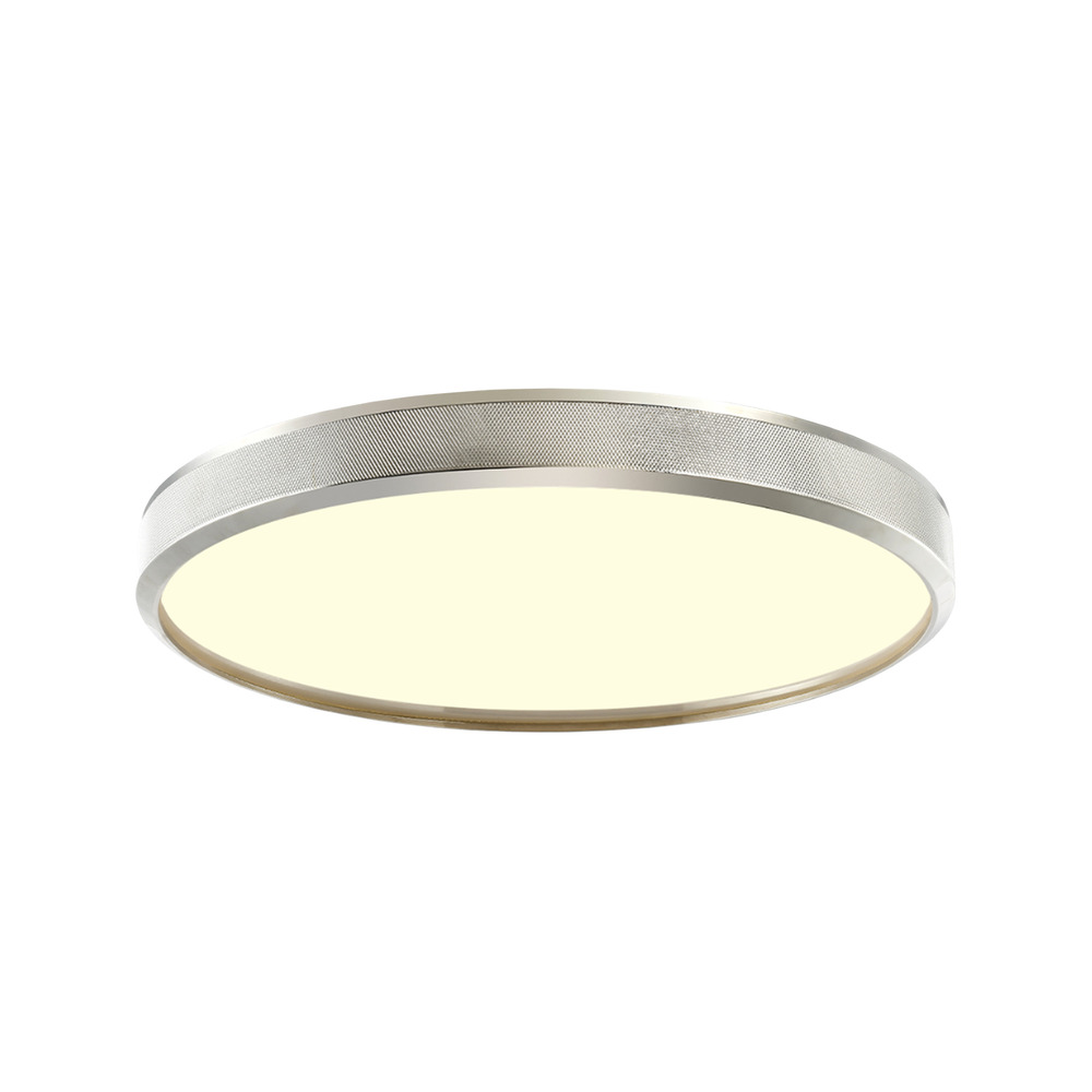 Zigrina 18&#34; Diamond Knurled LED Flush Mount in Polished Nickel