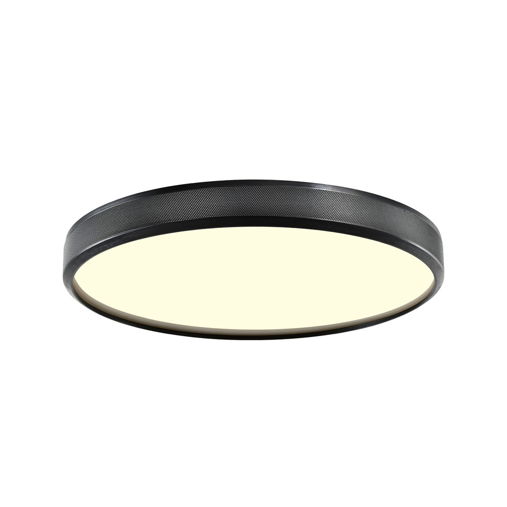 Zigrina 18&#34; Diamond Knurled LED Flush Mount in Satin Black