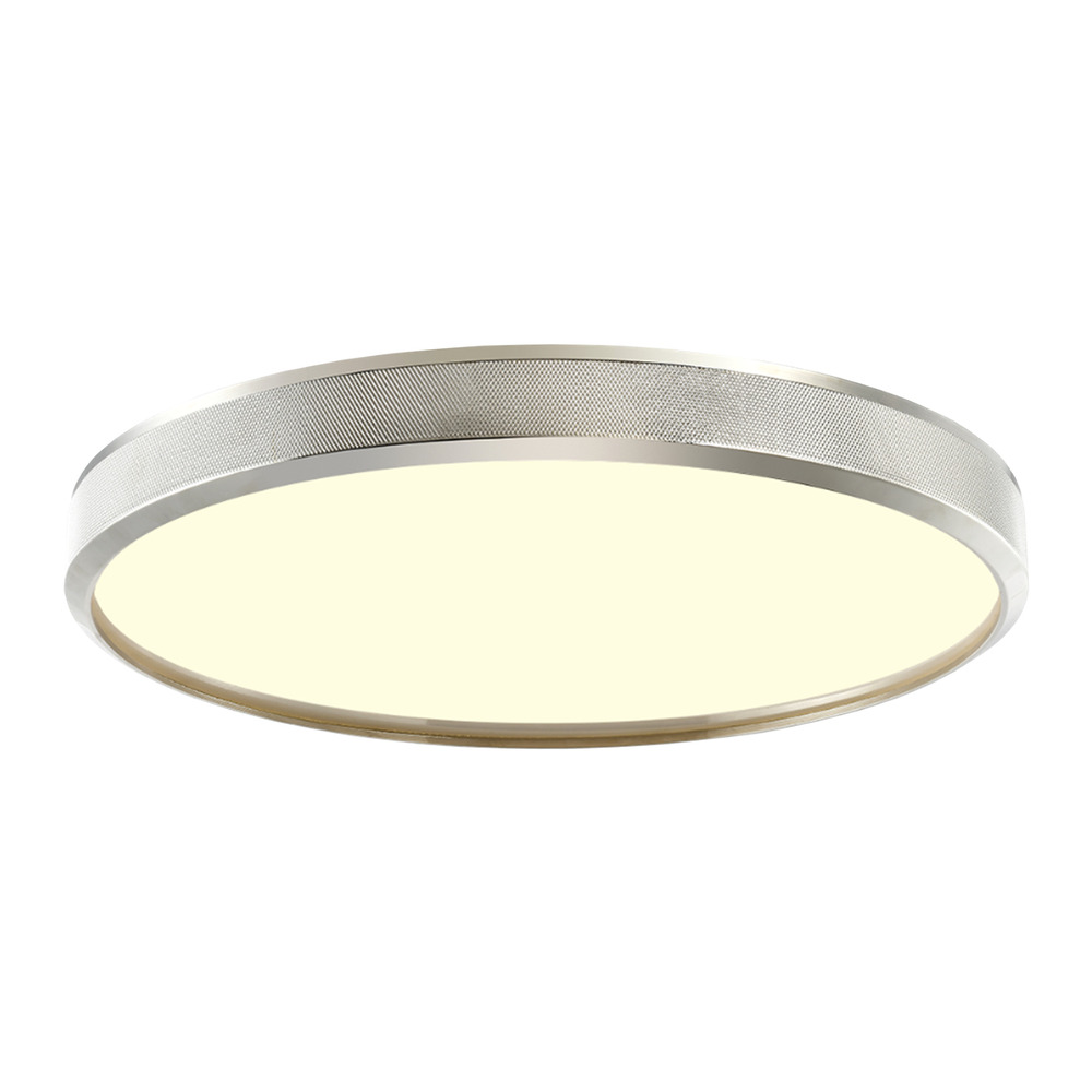 Zigrina 24&#34; Diamond Knurled LED Flush Mount in Polished Nickel