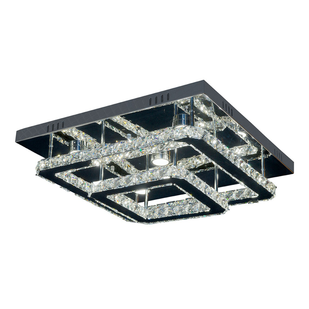 Ember 22&#34; 2-Tier, Square Crystal LED Flush Mount