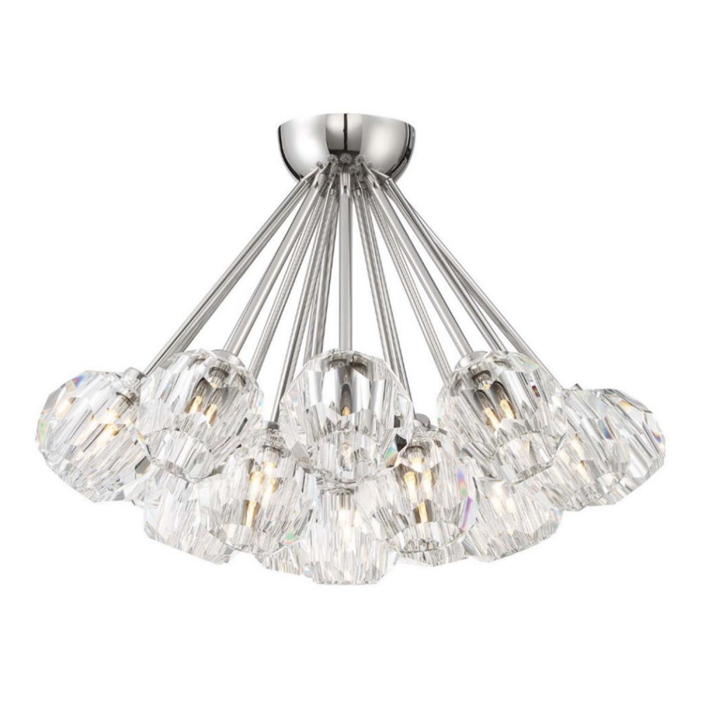 Parisian 24&#34; 18-Light, Crystal Cluster Semi-Flush in Polished Nickel